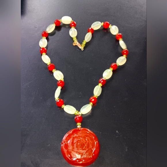14k, Natural Peridot, And Carnelian Zoe B. Necklace - Picture 1 of 15